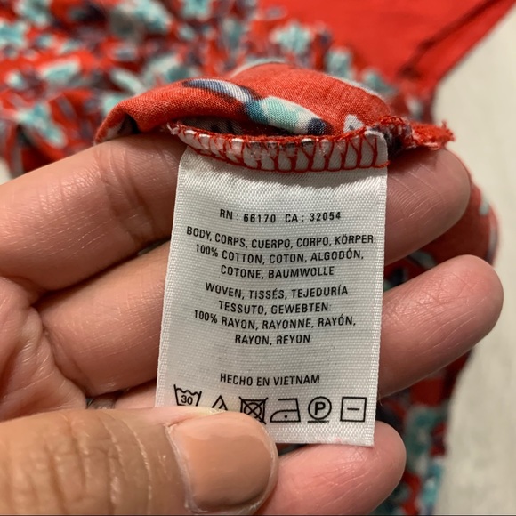 ANTHROPOLOGY Meadow Rue Red Mint Floral Top Shirt Sz S - Picture 6 of 6